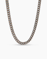 Curb Chain Necklace in Sterling Silver with Orange Sapphires, 11.5mm